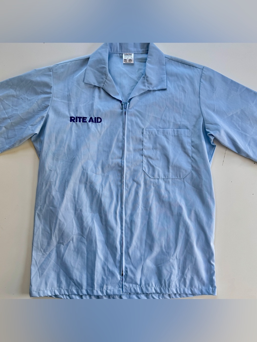 RITE AID Pharmacy Drug Store Employee Zip Front Uniform Warm Up Shirt - M